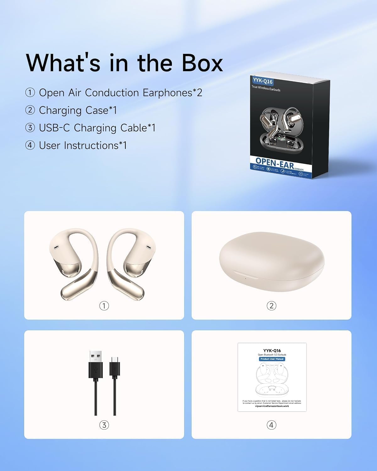 Auriculares ultra abiertos, auriculares de conducción ósea Bluetoot...