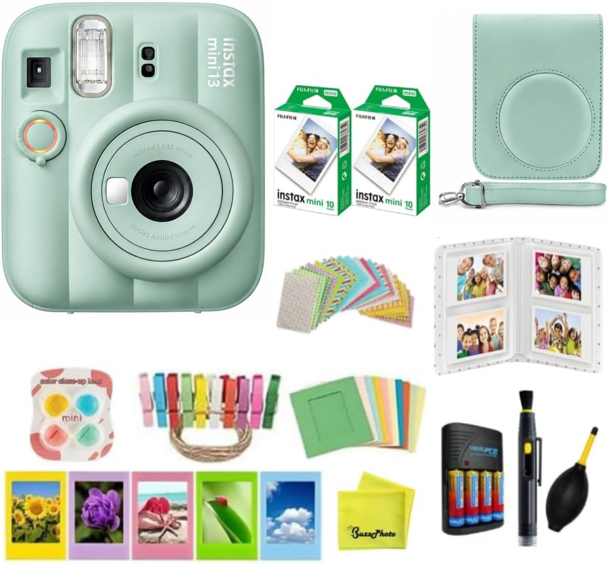 FUJIFILM Instax Mini 13 Lagoon Green - Cámara de película instantán...