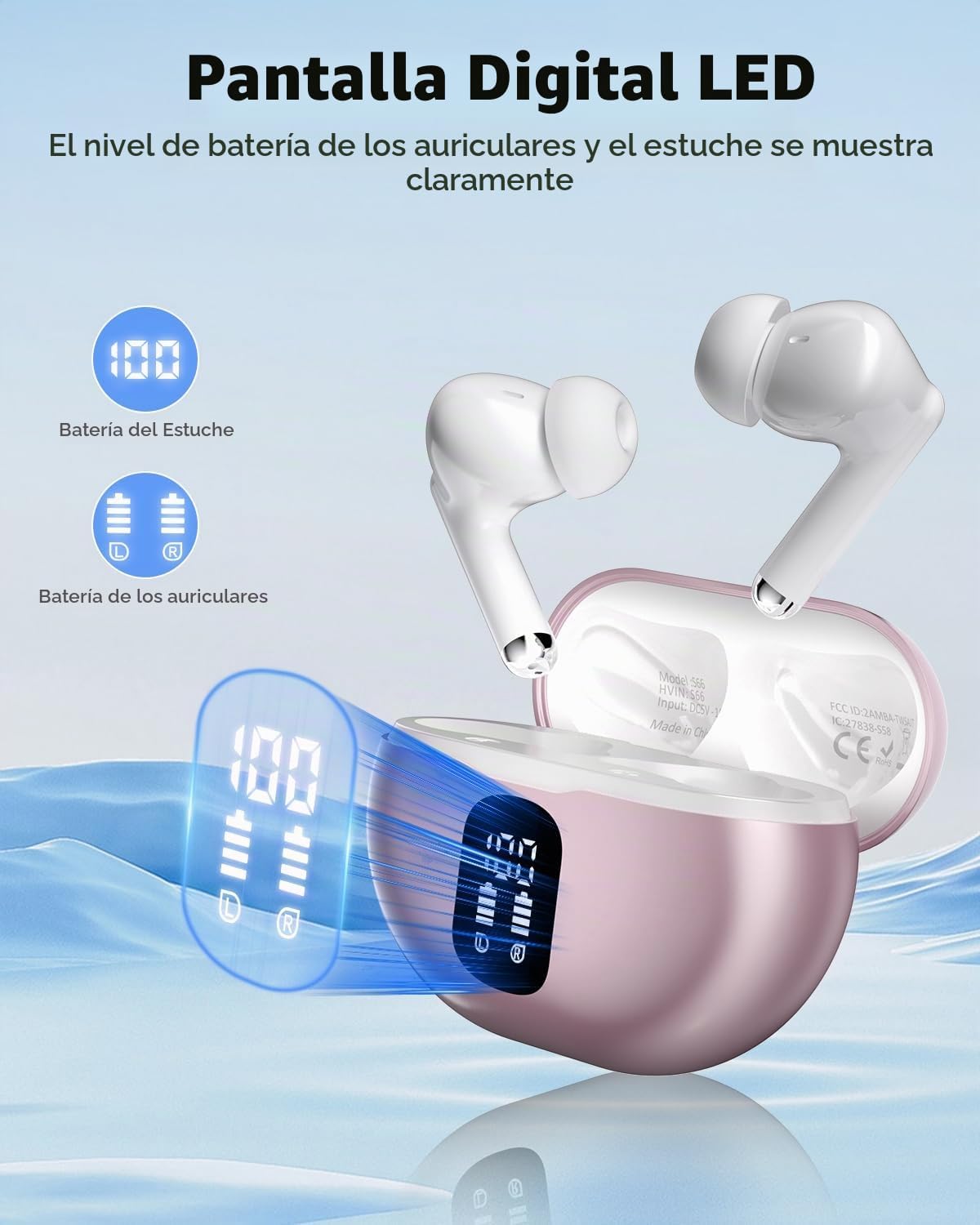 Auriculares inalámbricos, Bluetooth 5.4 auriculares estéreo de grav...