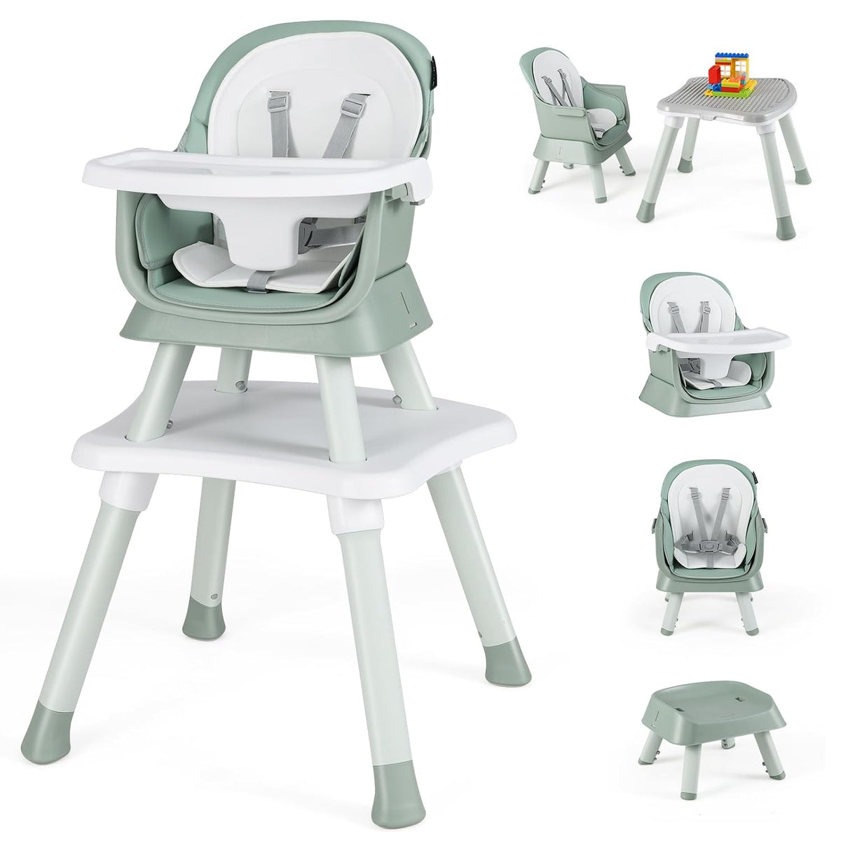 HONEY JOY Silla alta 8 en 1 para bebé, silla alta convertible para...