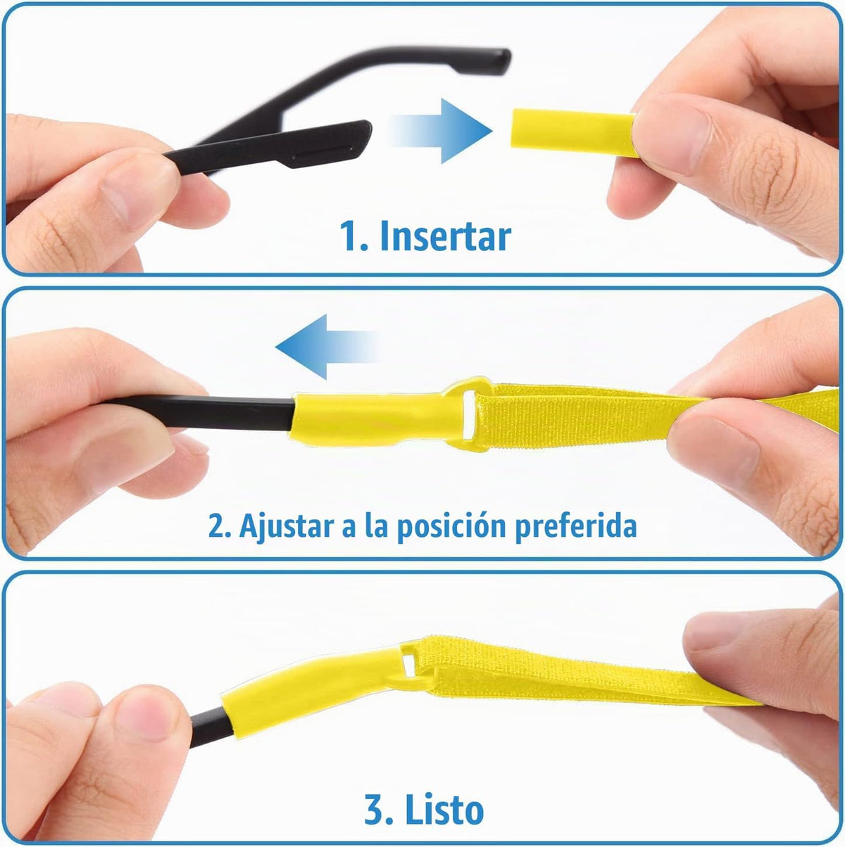 Enenfly Correas ajustables para gafas, paquete de 3 retenedores de...