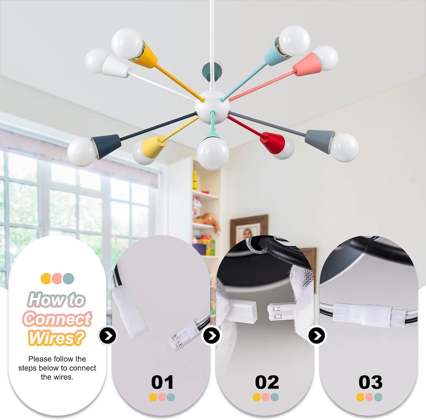 Ymlii Candelabros Sputnik coloridos, lámpara de comedor de 10 luces...