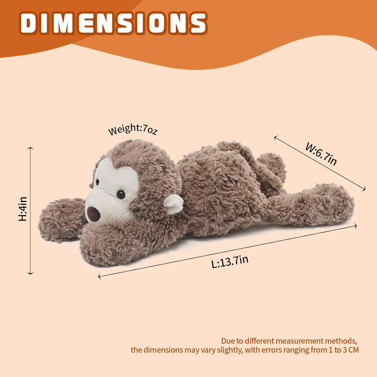 TYOMXA Lindo mono de peluche de 14 pulgadas y 7 onzas, juguete de a...