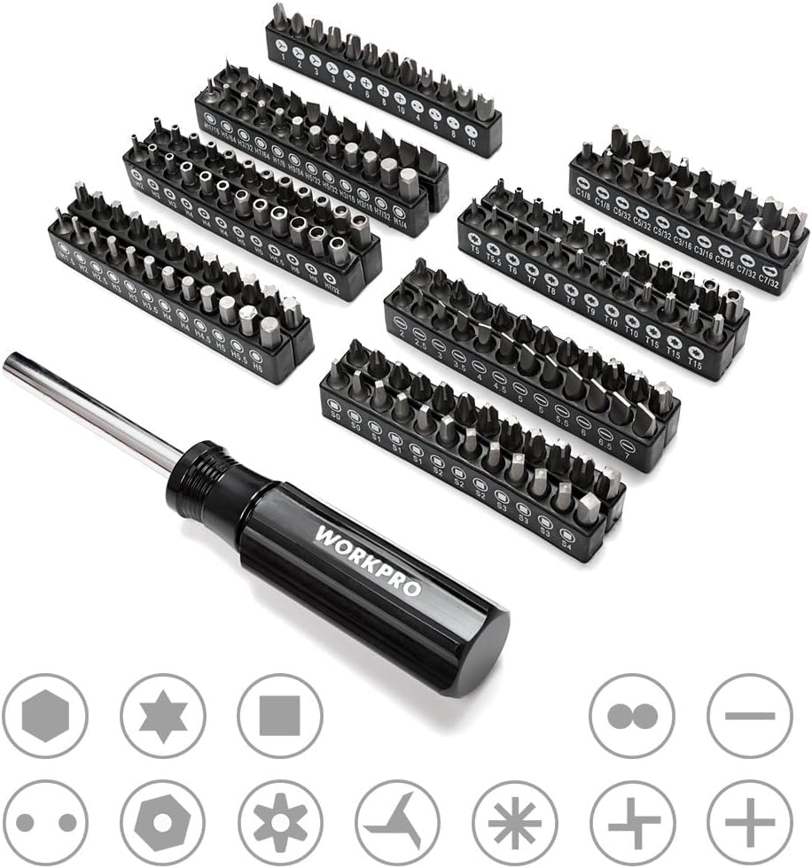 WORKPRO Juego de 450 piezas de llaves de vaso de 1\/2" 1\/4"...