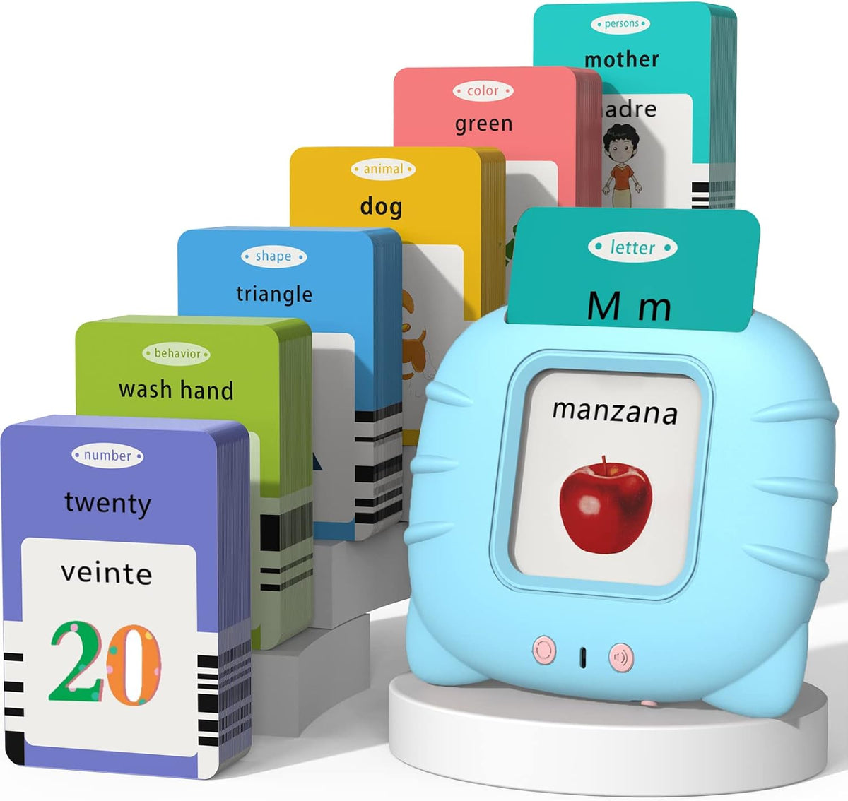 Startcan Tarjetas didácticas parlantes en español e inglés para niñ...