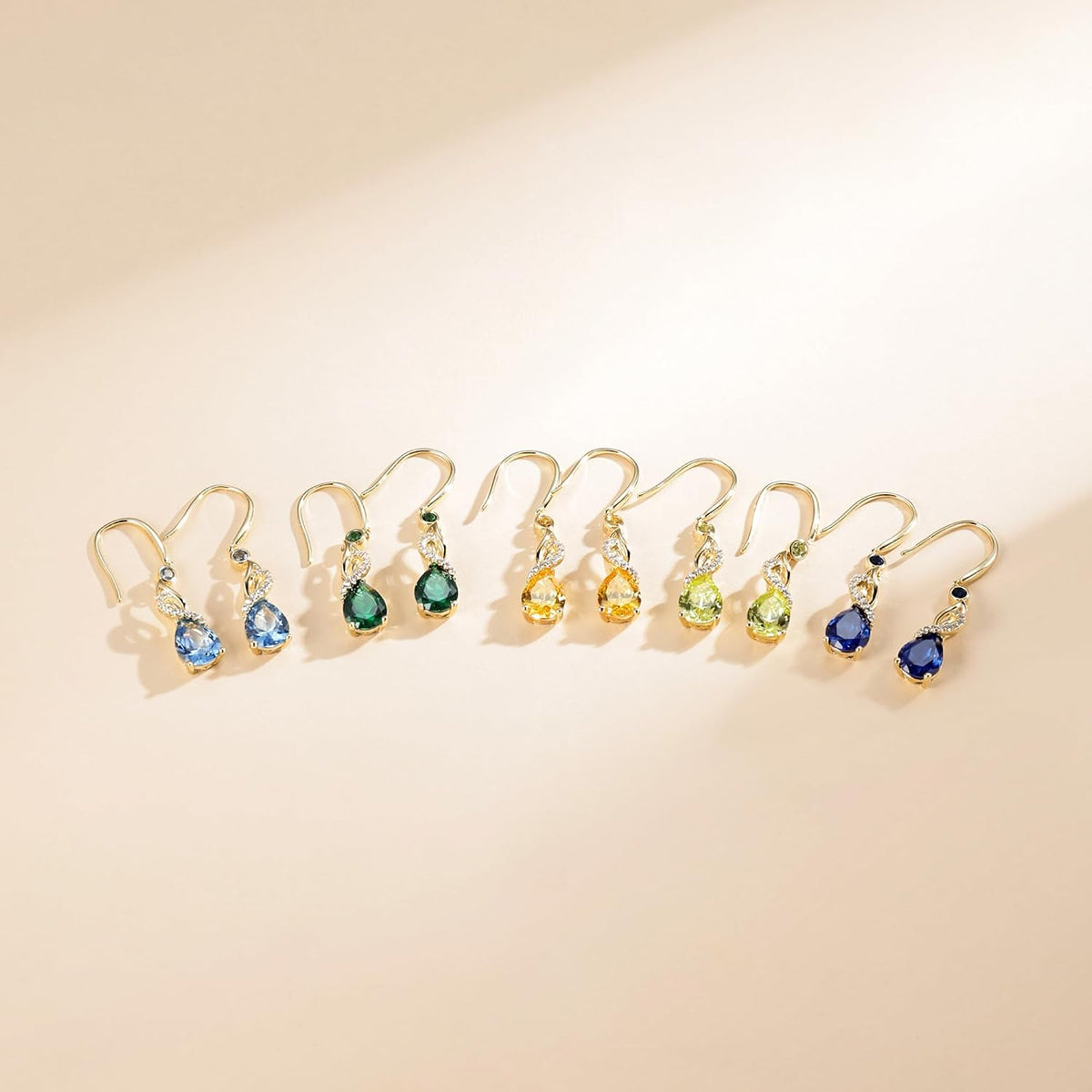 FANCIME Pendientes colgantes con piedra natal de pera para mujer de...