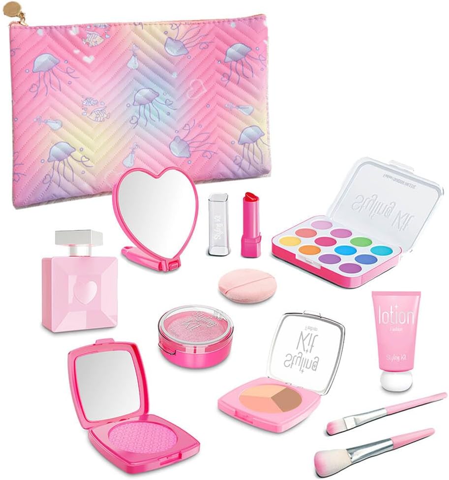 Kit de maquillaje de simulación para niñas, 12 piezas de cosméticos...