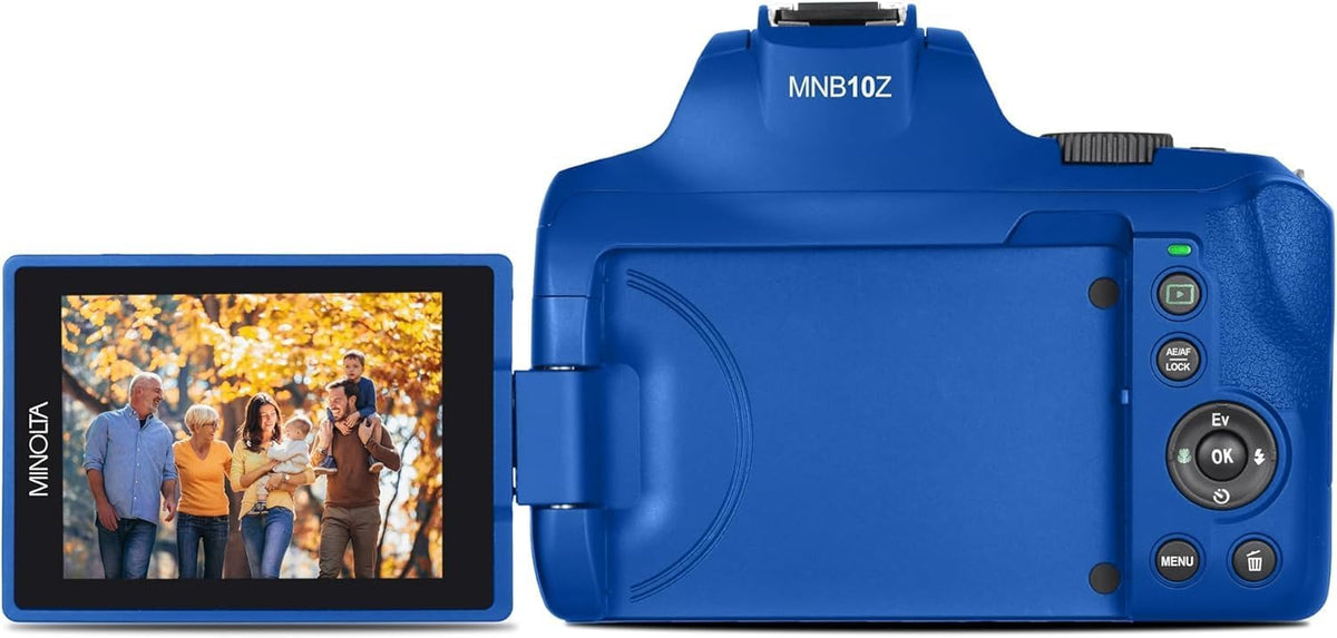 Minolta MNB10Z 64MP 4K Bridge Cámara, zoom óptico 10X, Flip LCD (az...
