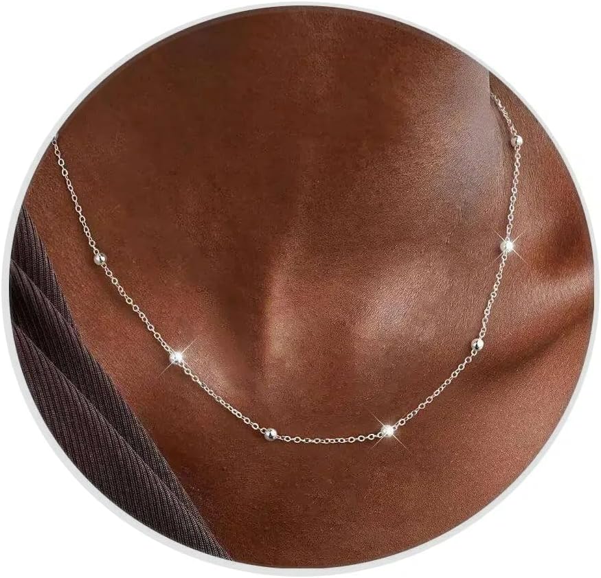 IEFWELL Collar de cadena de plata de ley 925 maciza para mujer, cad...