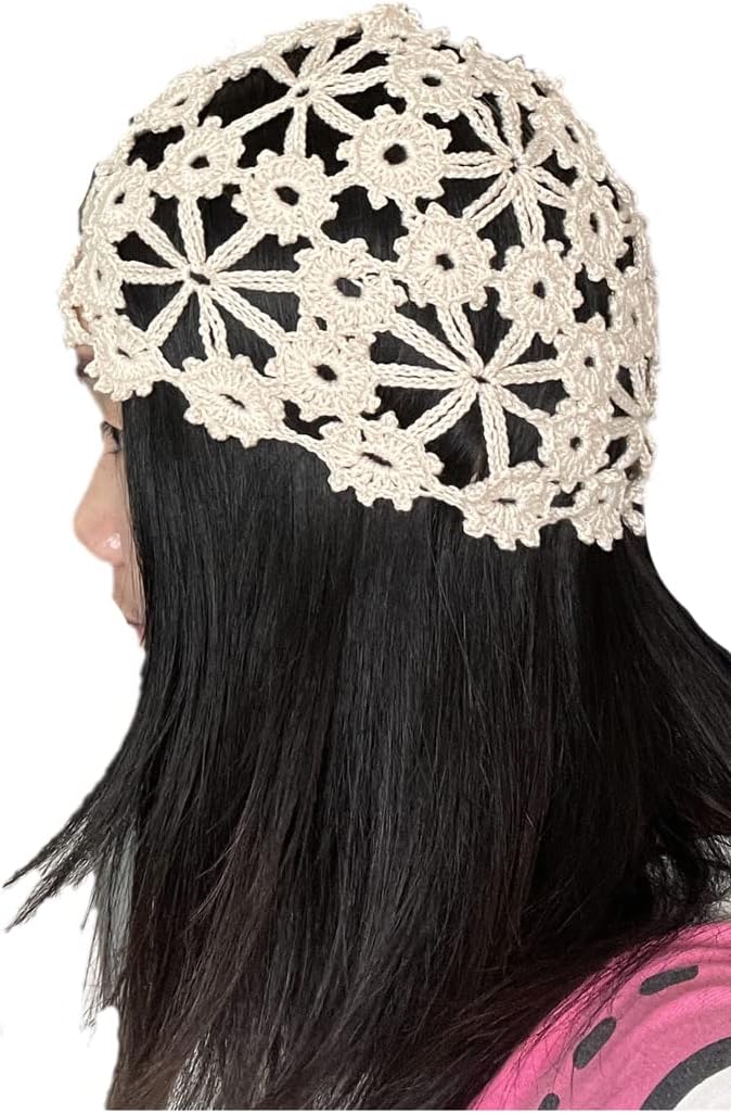 ALLDECOR Gorro de punto hecho a mano con estampado floral para muje...