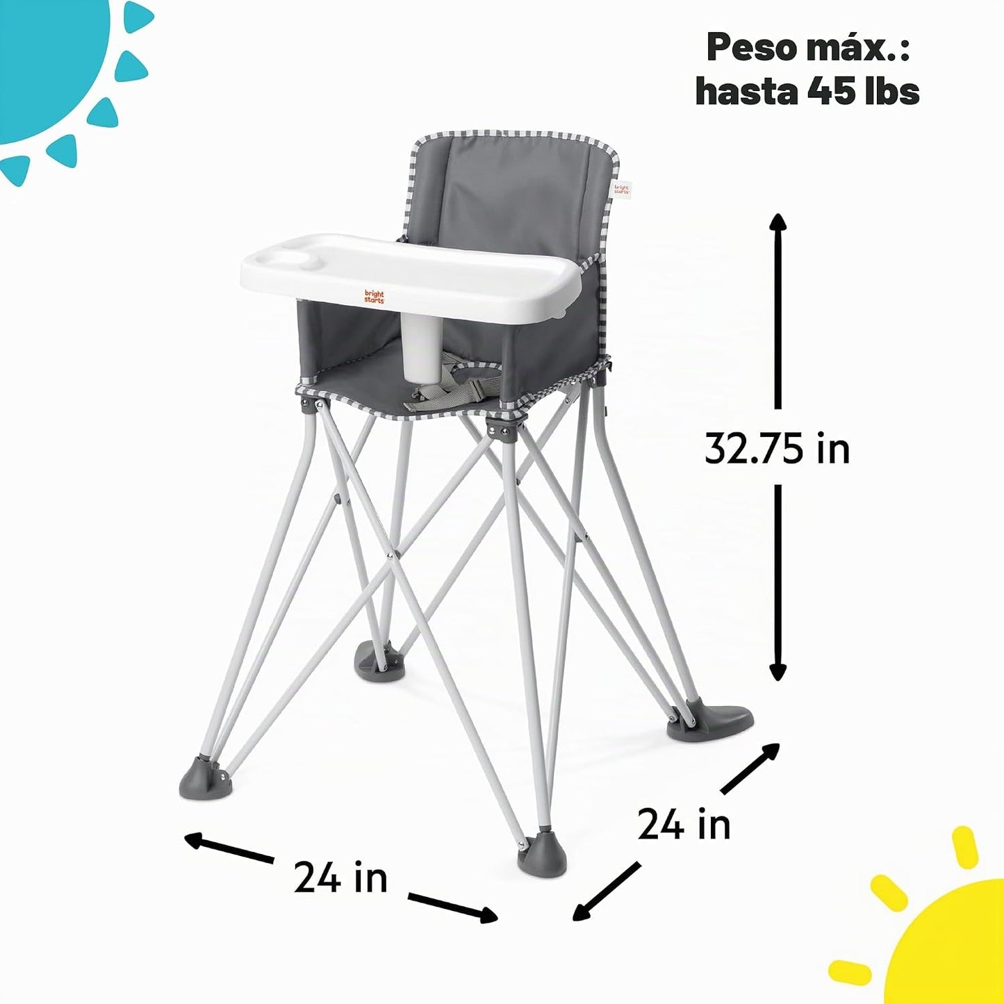 Bright Starts Pop 'N Dine - Silla alta portátil, para interiore...