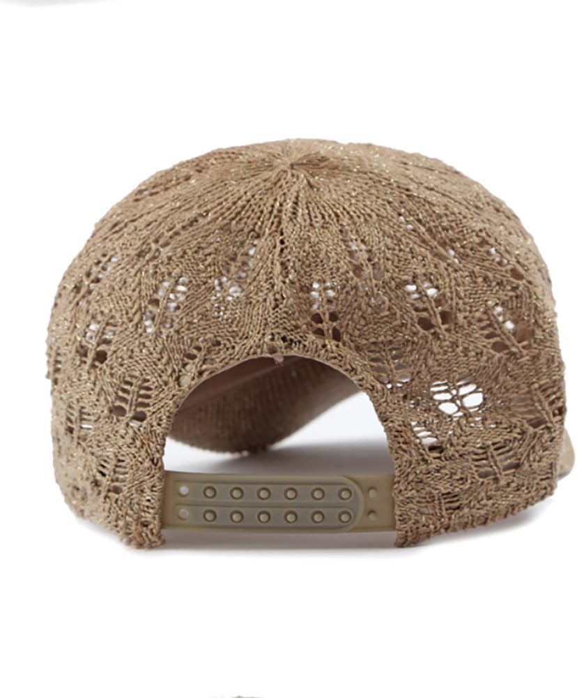 FASHIXD Gorra de béisbol de malla tejida para mujer, gorra de camio...