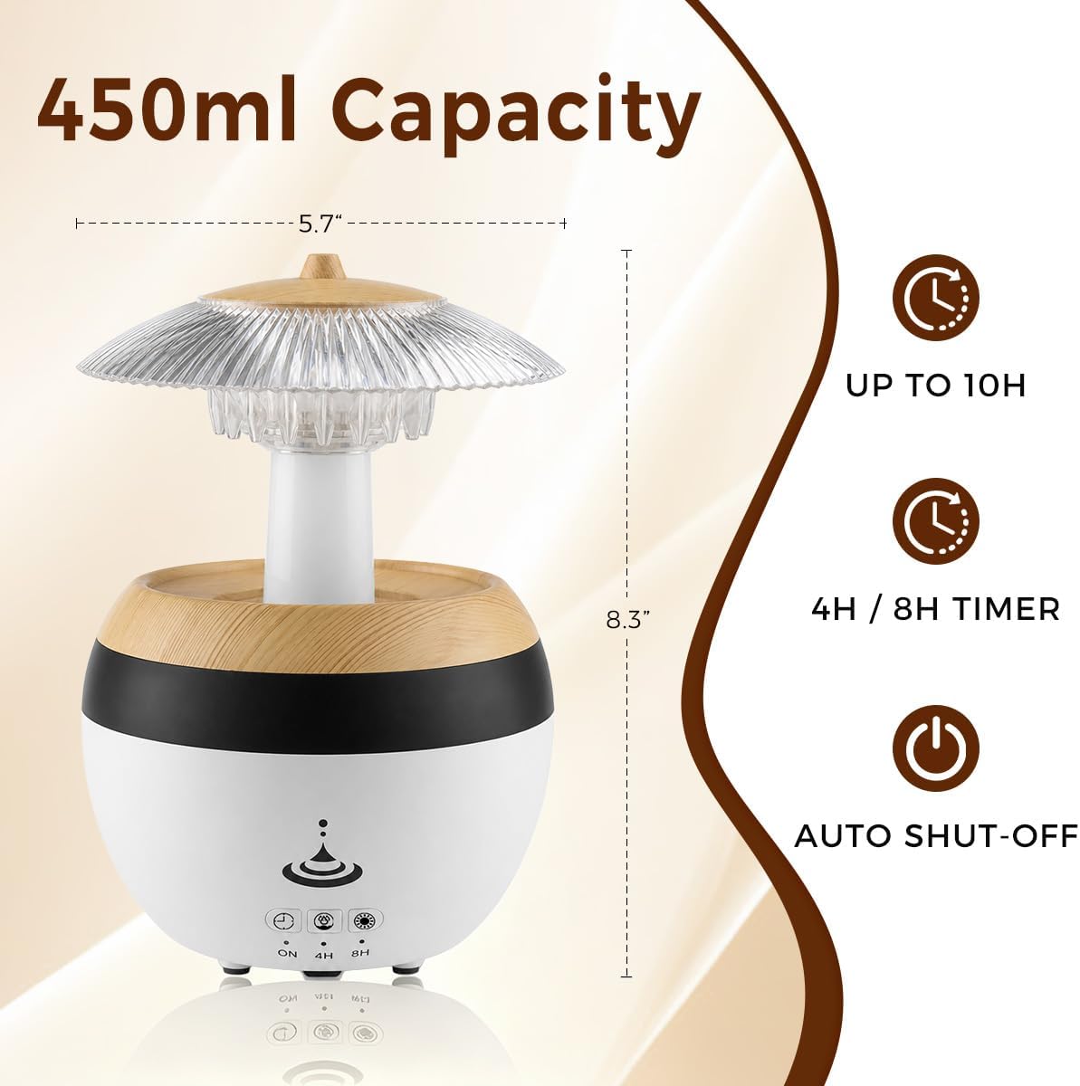 Bsdgeclogy Humidificador de gotas de lluvia, humidificador de niebl...