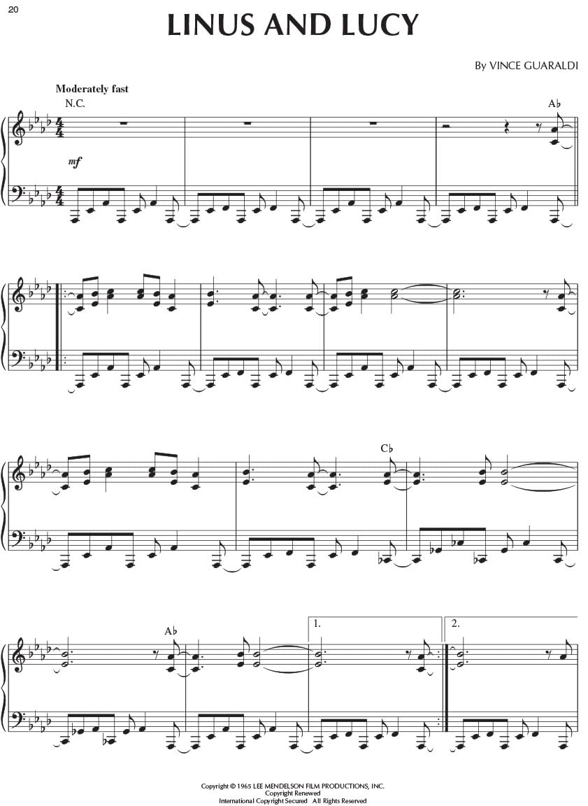 Un cancionero navideño para piano solo de Charlie Brown | Partitura...