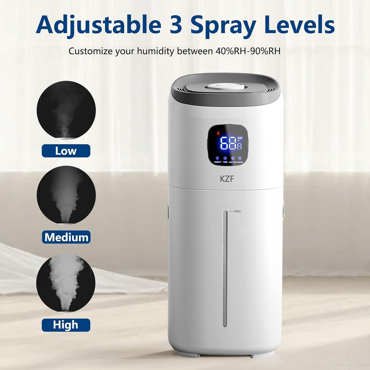 KZF Humidificadores para dormitorio, humidificador de habitación gr...