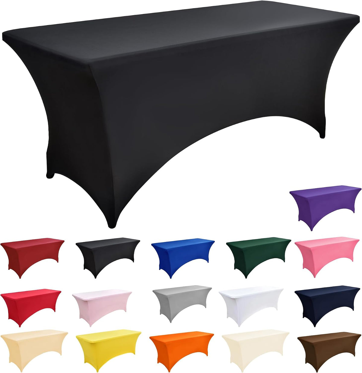 ZarzaaSik Paquete de 2 Cubiertas de Mesa de Spandex Negro de 6 pies...
