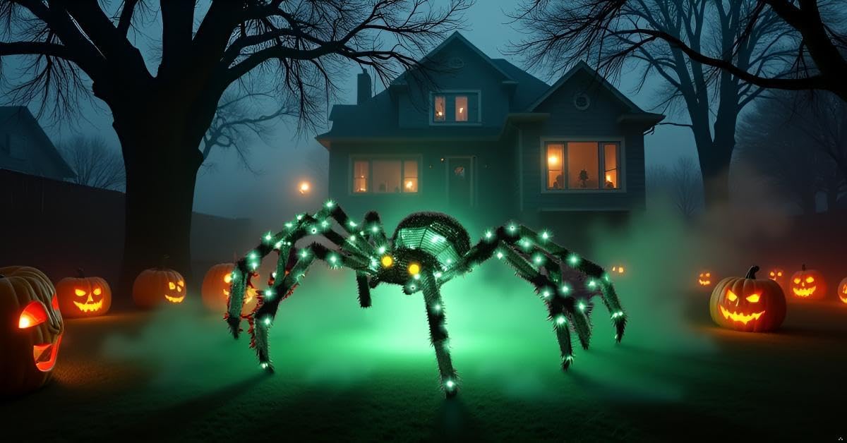 Araña gigante de 4.2 pies para decoración de Halloween al aire libr...