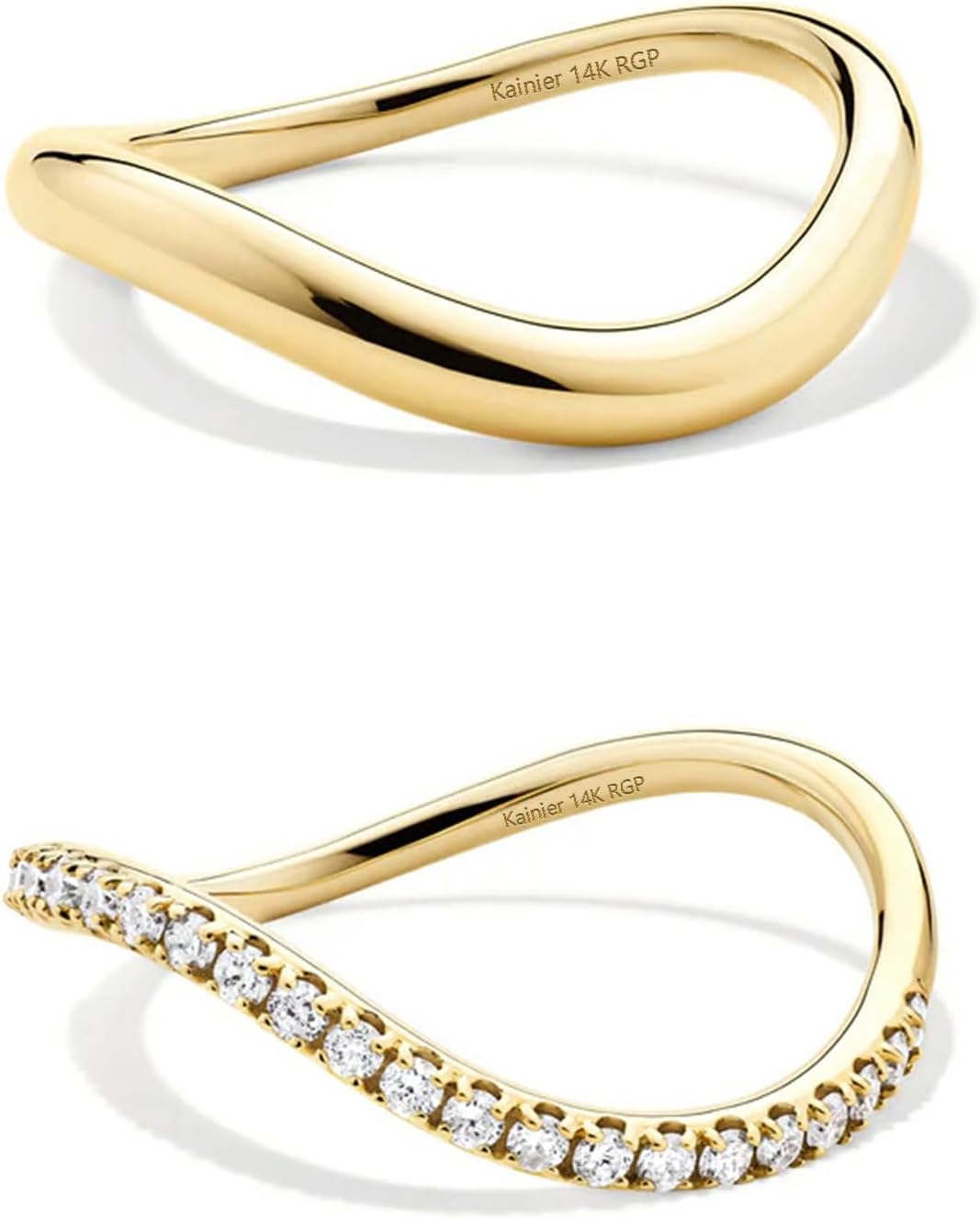 Kainier 2 pares de anillos apilables para mujeres, 1 mm chapados en...