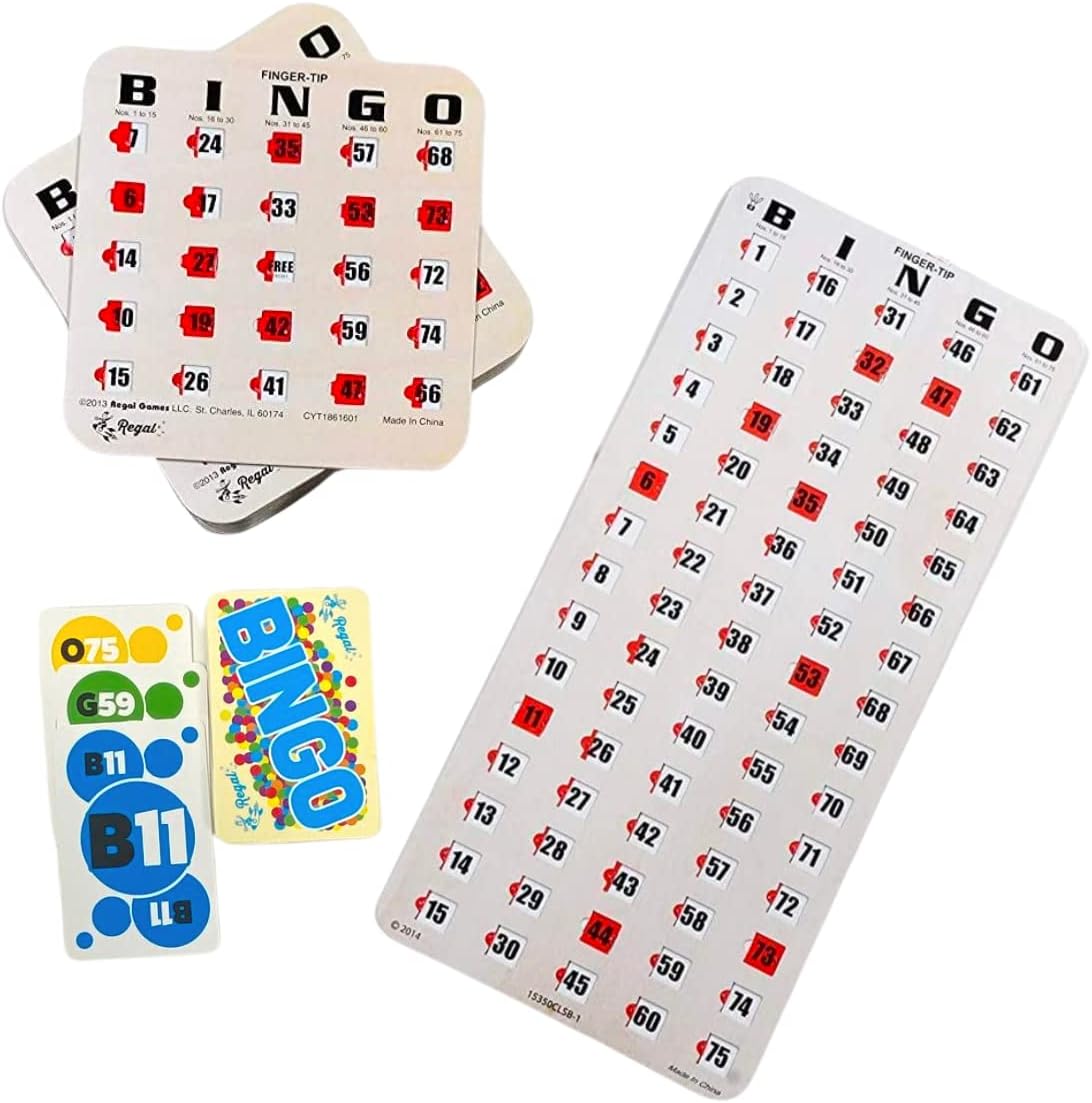 Regal Bingo - Juego de 25 tarjetas de bingo con ventanas deslizante...