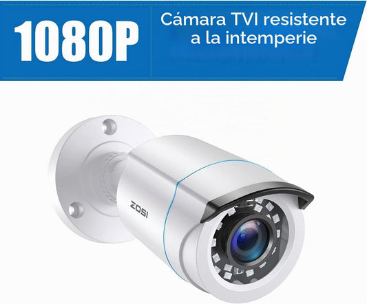 ZOSI 4 x 2MP 1080p HD-TVI Cámara de seguridad para el hogar, para i...