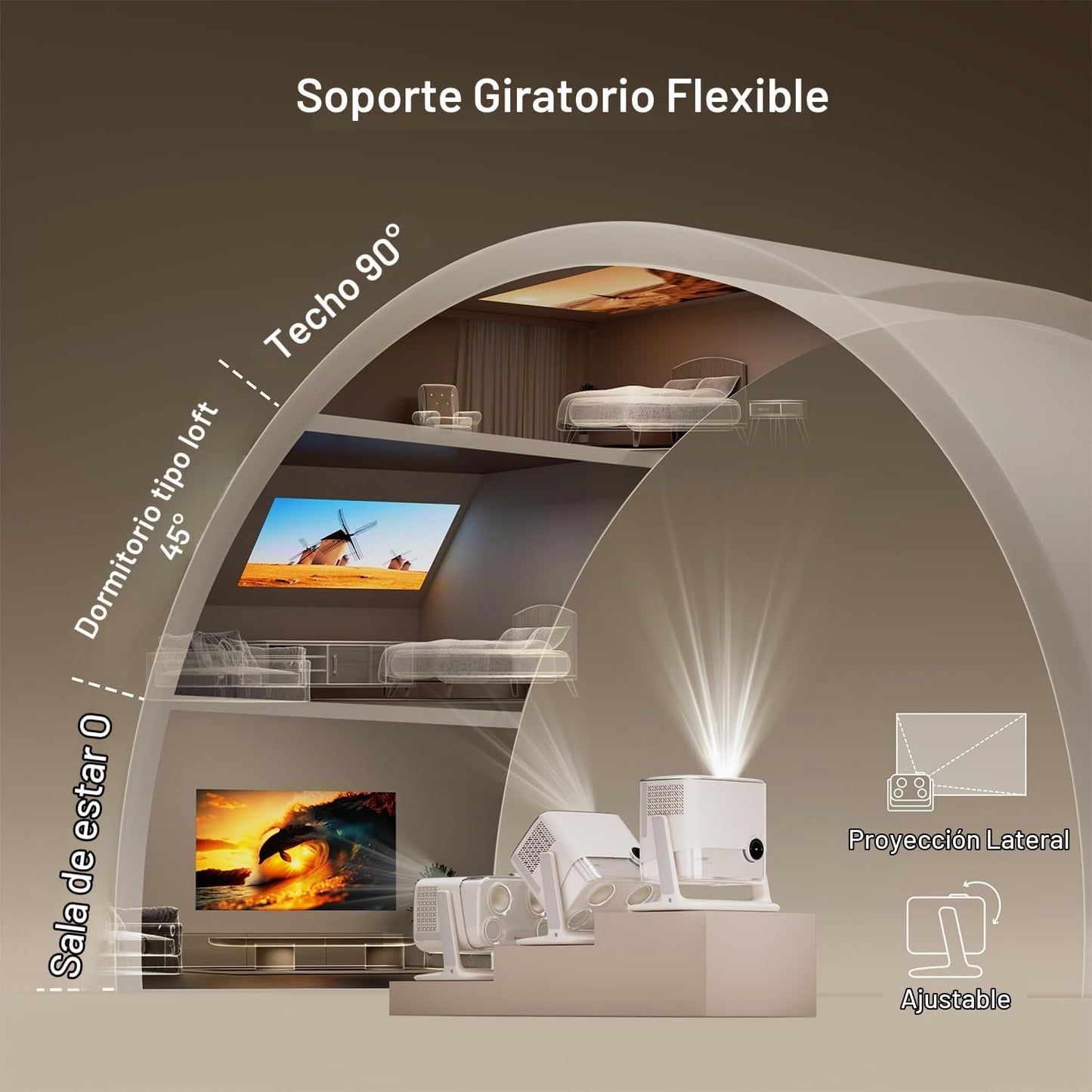 Aurzen BOOM Mini Google TV Proyector inteligente para exteriores co...