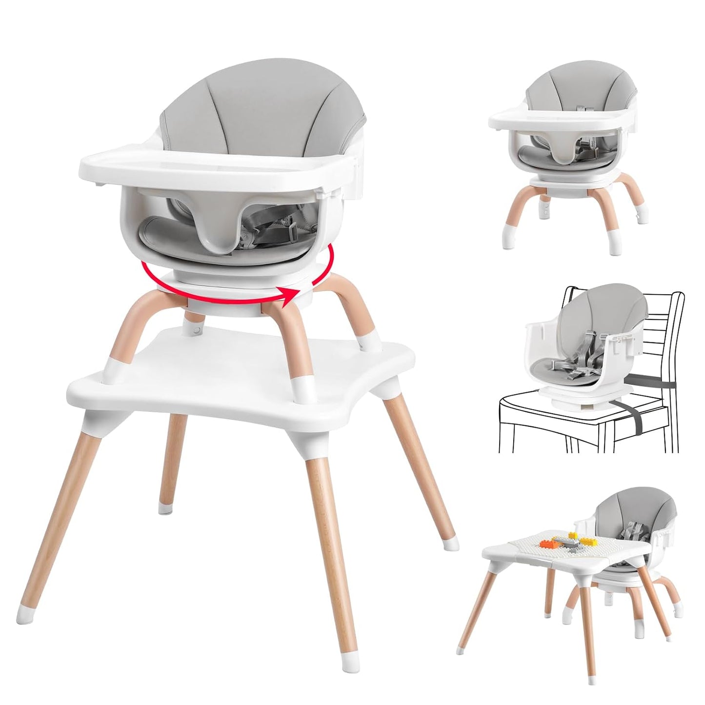 Komcot Silla alta para bebé, sillas altas convertibles 7 en 1 para...