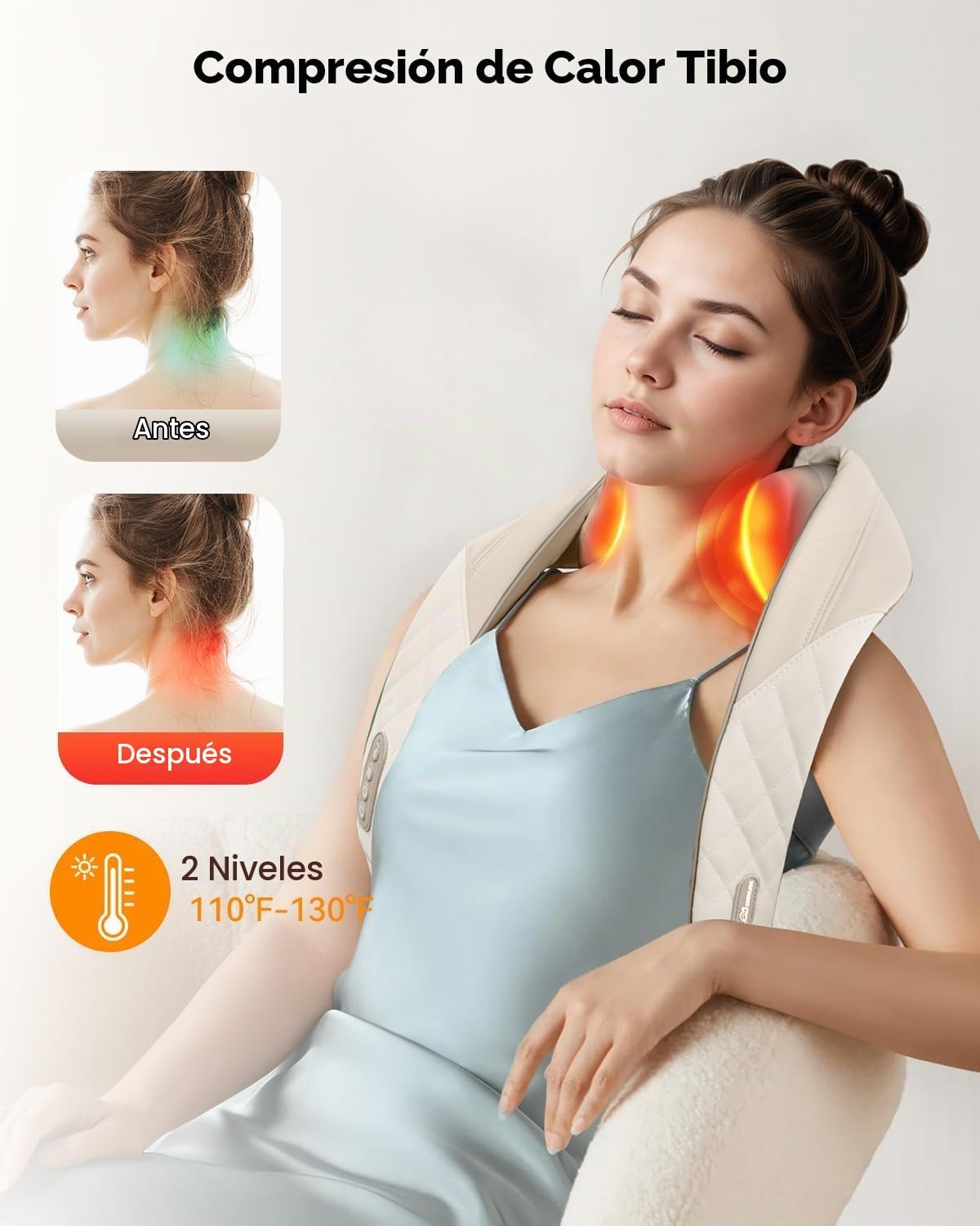 Snailax masajeador de cuello inalámbrico con calor, masajeador de c...