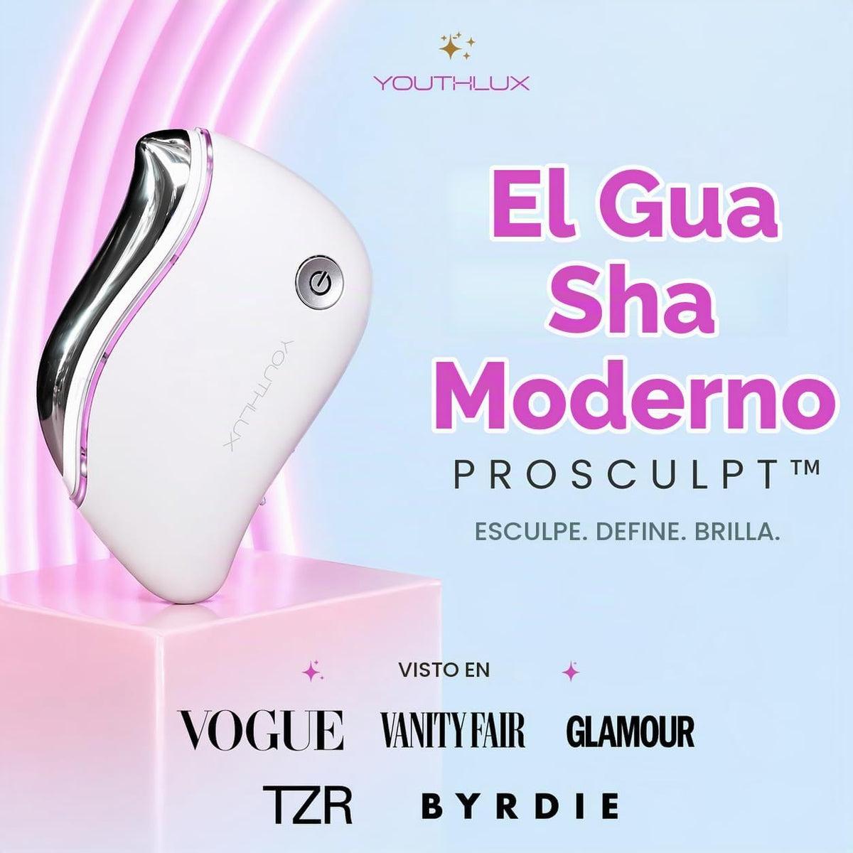 YOUTHLUX ProSculpt - Masajeador facial Gua Sha calentado, herramien...
