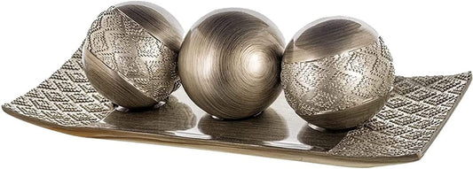 Creative Scents Dublin - Juego de bandeja decorativa plateada y esf...