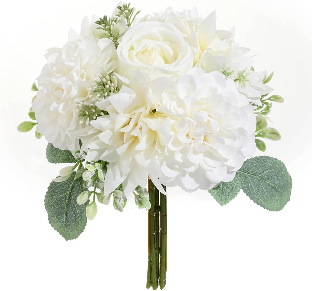 Ramos de boda para damas de honor, rosas artificiales blancas, jueg...