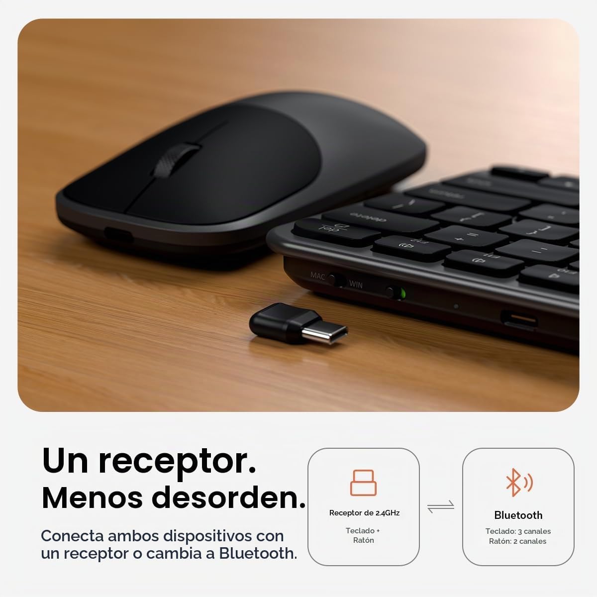 Satechi Combo de teclado y mouse inalámbricos, Slim CEX1 con empare...