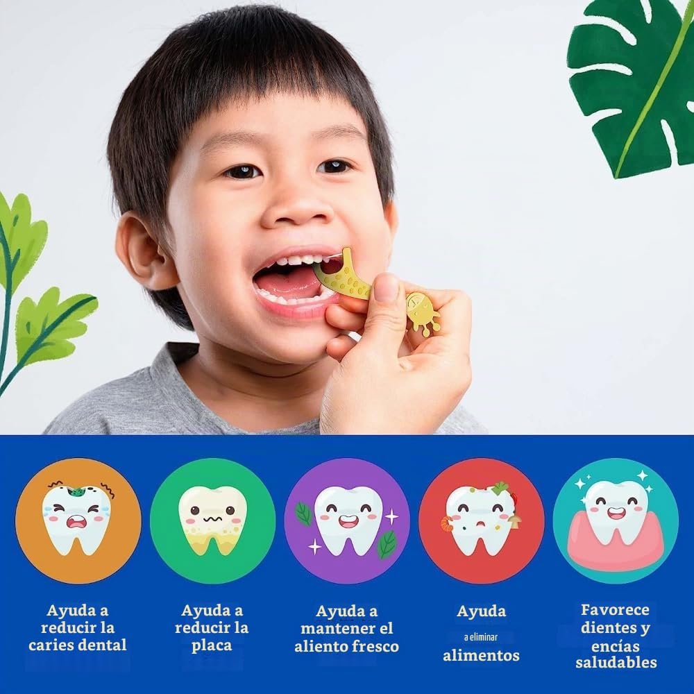 GuruNanda Púas de hilo dental, sabor a bayas, 90 unidades, para niñ...