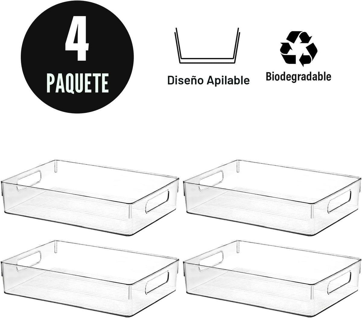 Contenedores de almacenamiento de plástico transparente, organizado...