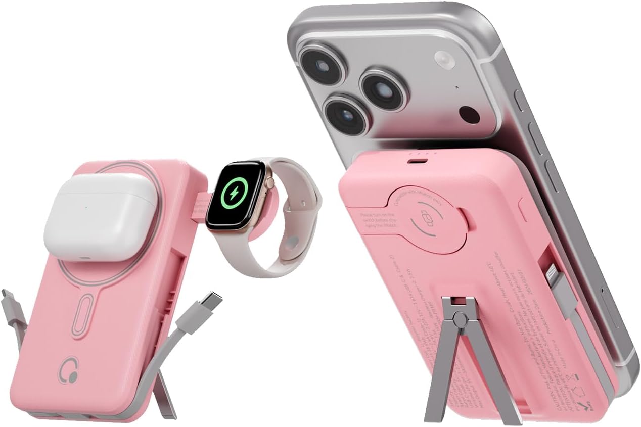 Q Cargador portátil inalámbrico magnético de 10,000 mAh, batería ex...