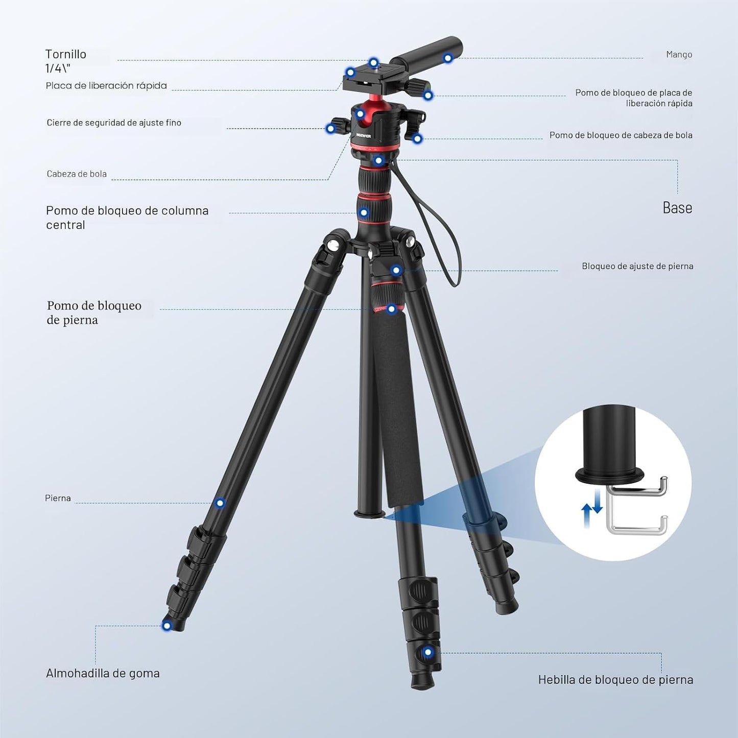 NEEWER Basics - Trípode Monopié para cámara, soporte de video DSLR...