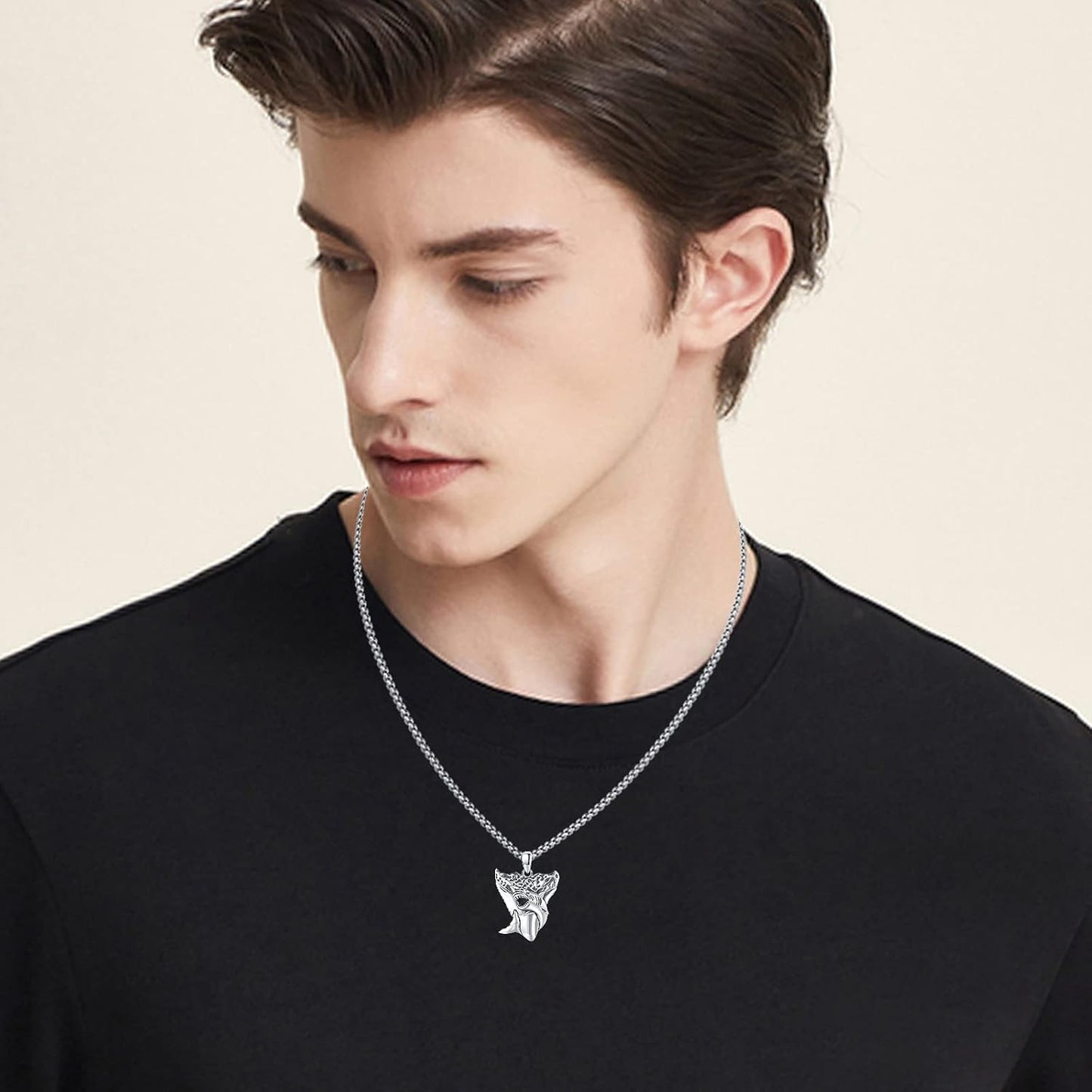 SOESON Collar Vintage para Hombre Plata de Ley 925 Animal Vikingo N...