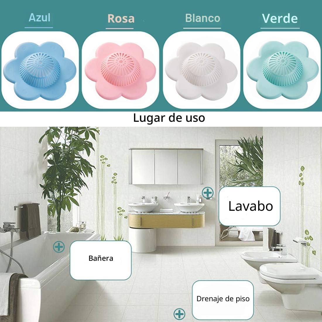 UMBWORLD Tapón de silicona para desagüe de ducha con ventosas para...