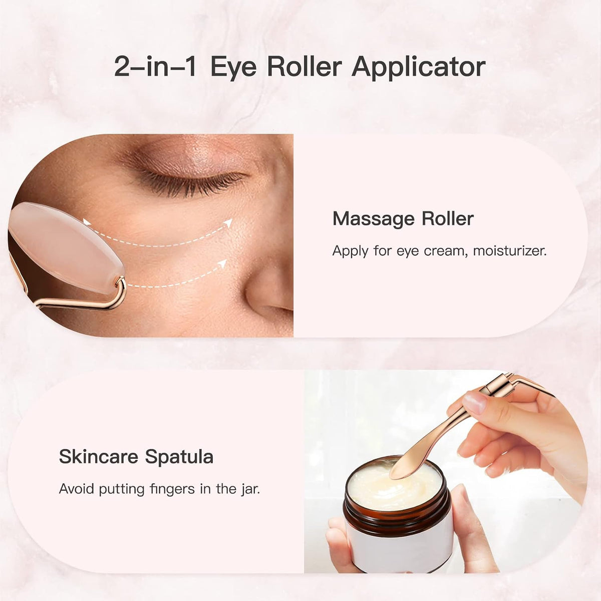 Tekson Rodillo masajeador facial, rodillo de jade 2 en 1, herramien...