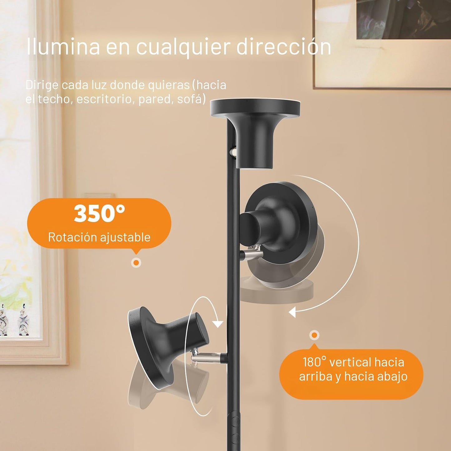 SIBRILLE Lámpara de pie LED de árbol de 36W, lámpara de pie ajustab...