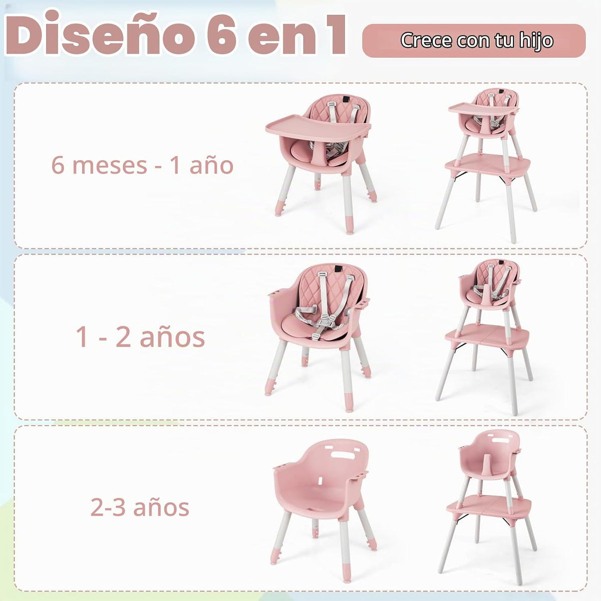 HONEY JOY Silla alta 5 en 1 convertible, silla alta para bebés y ni...
