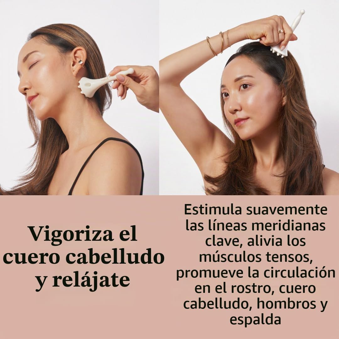 byAVA Masajeador facial y cuero cabelludo Gua Sha, herramienta de c...