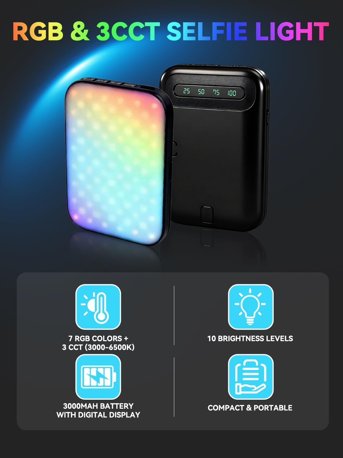 Luz para selfie recargable con clip para teléfono, luz LED portátil...