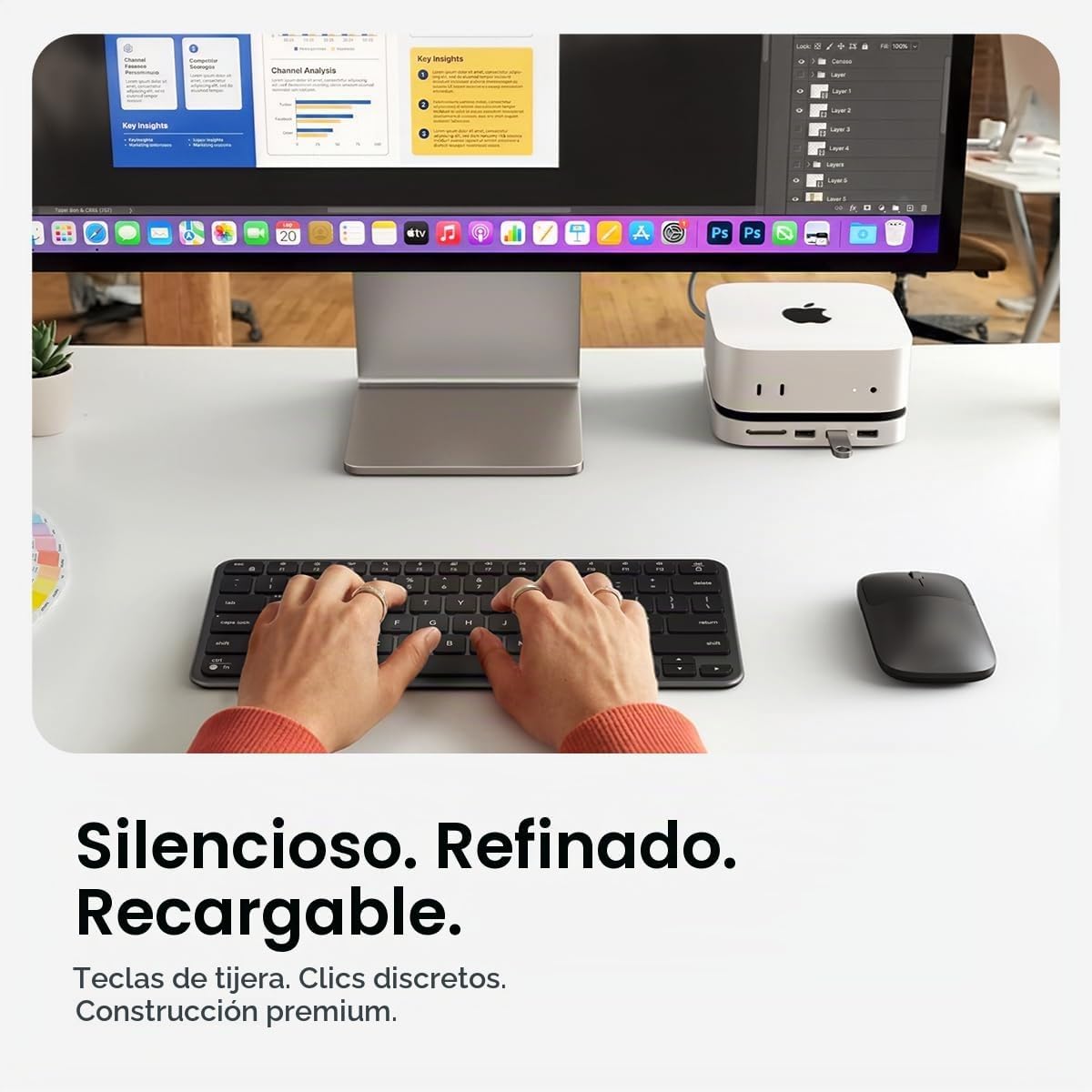 Satechi Combo de teclado y mouse inalámbricos, Slim CEX1 con empare...