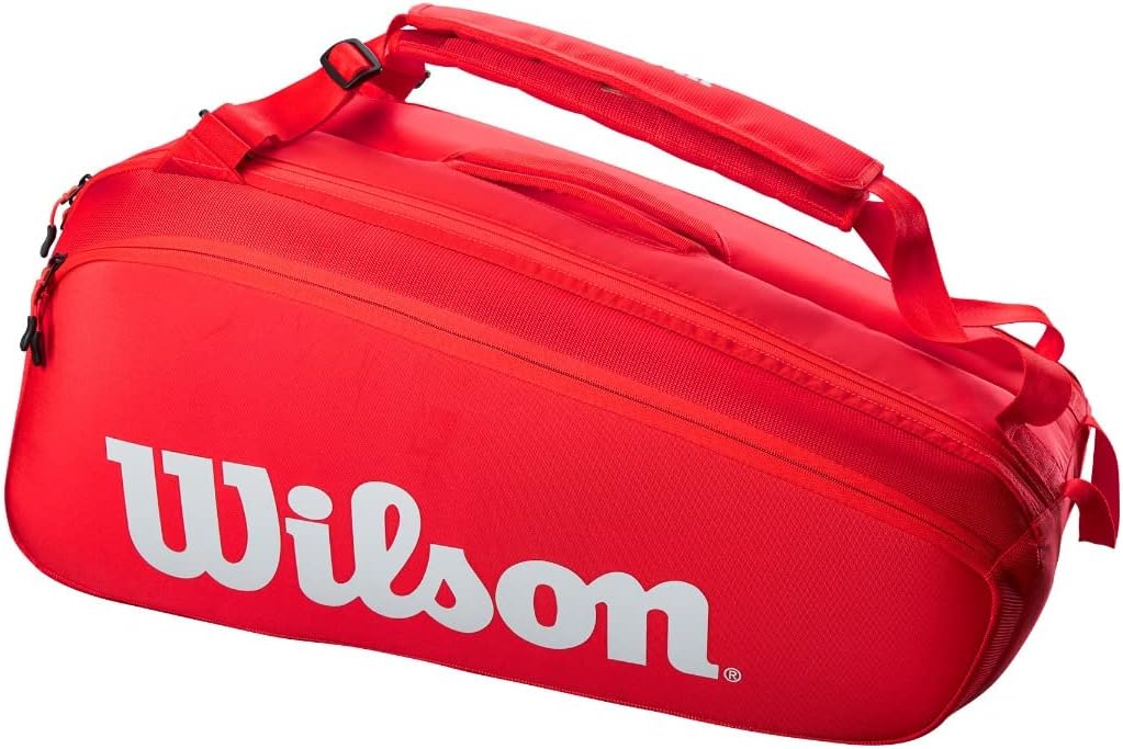 WILSON Bolsa de tenis para adultos, Rojo\/Blanco, Super Tour