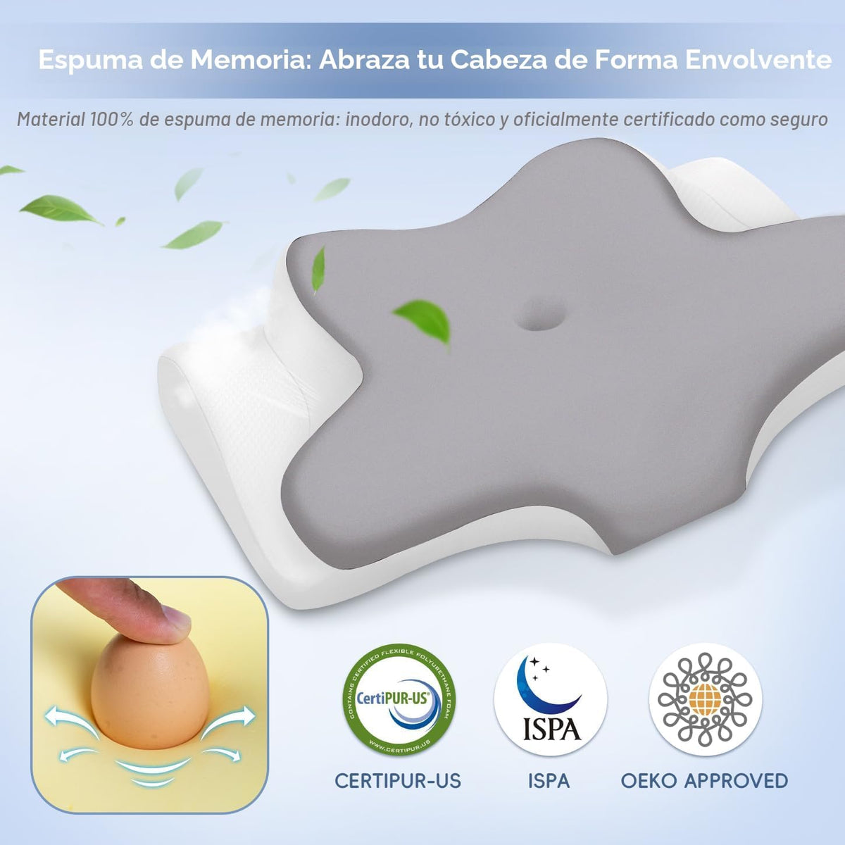 Missleep Almohada cervical para el cuello, almohada ergonómica de e...