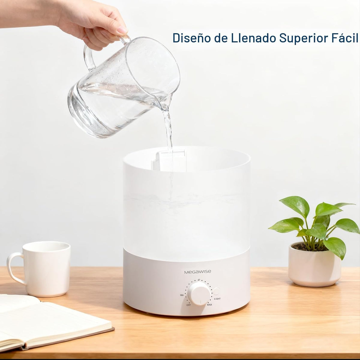 MEGAWISE Humidificador de niebla fría, tanque de 2 L, funcionamient...