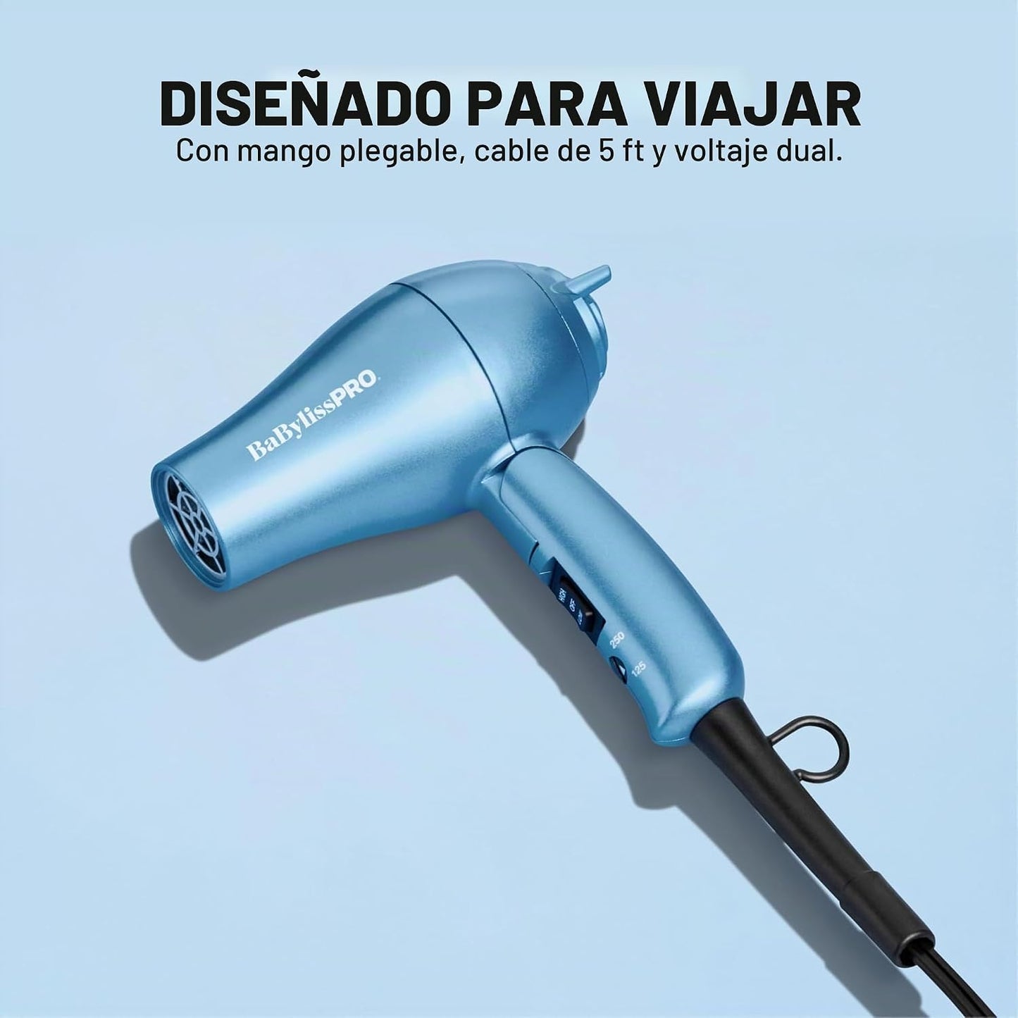 BaBylissPRO Secador de pelo de viaje Nano Titanium, secador profesi...