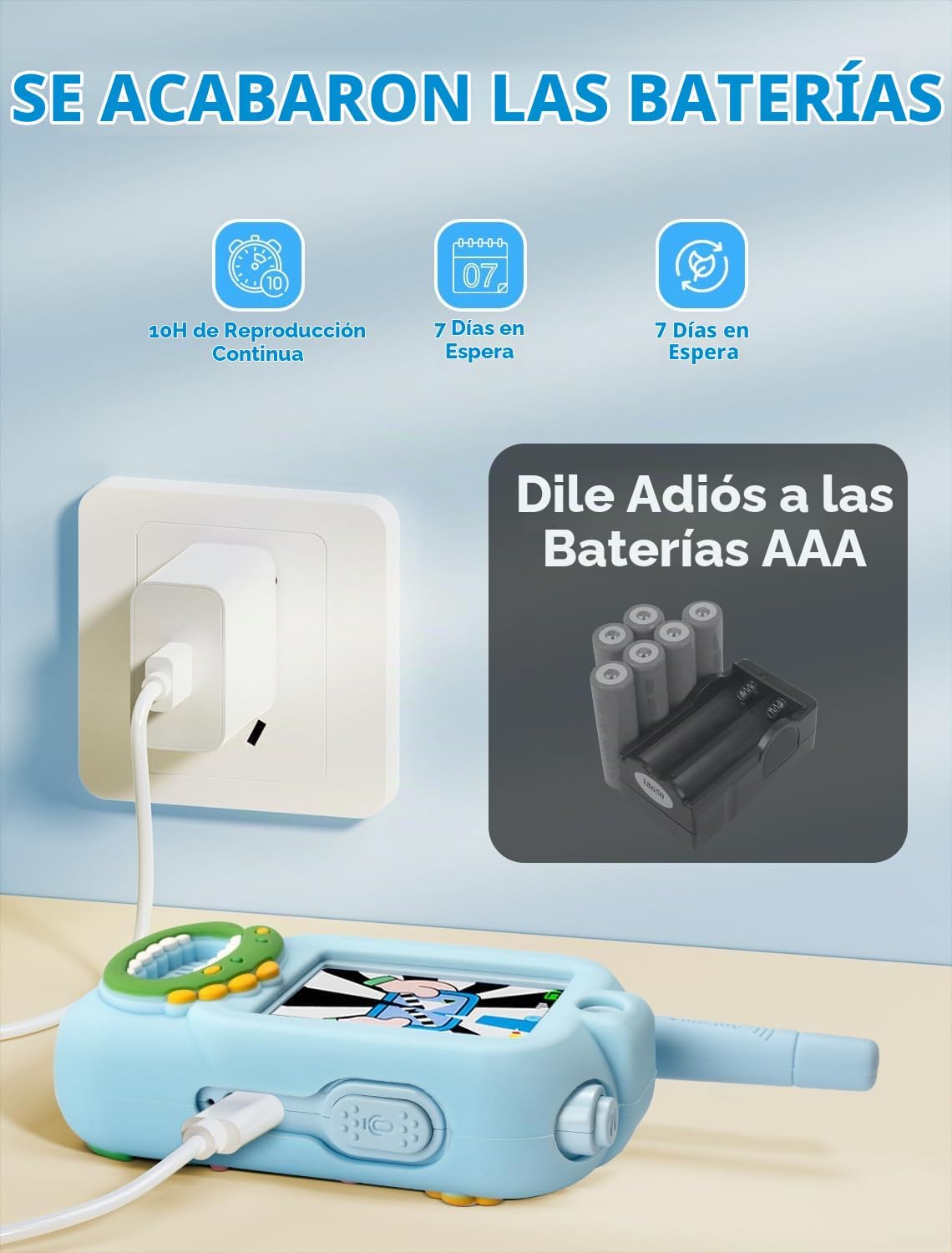 Walkie Talkies de video para niños, paquete de 2 recargables con pa...