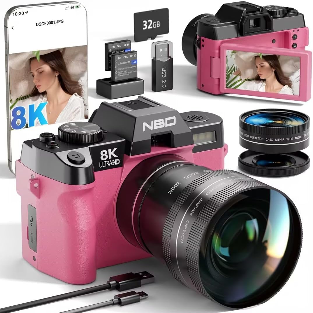 NBD Cámaras digitales 8K para fotografía, cámara fotográfica de 64...