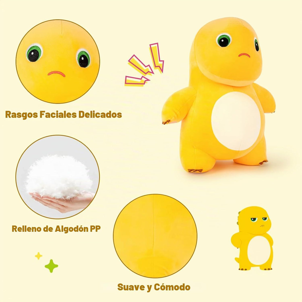 Adorlynetty Nailong Animal de peluche de dinosaurio, 9" de amar...